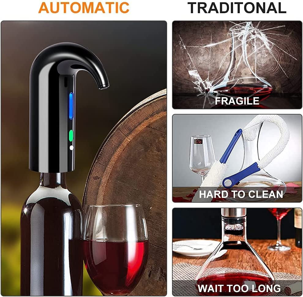 "Smart Electric Wine Aerator & Pourer with USB Rechargeable Pump - Perfect for Travel, Home, and Bar"