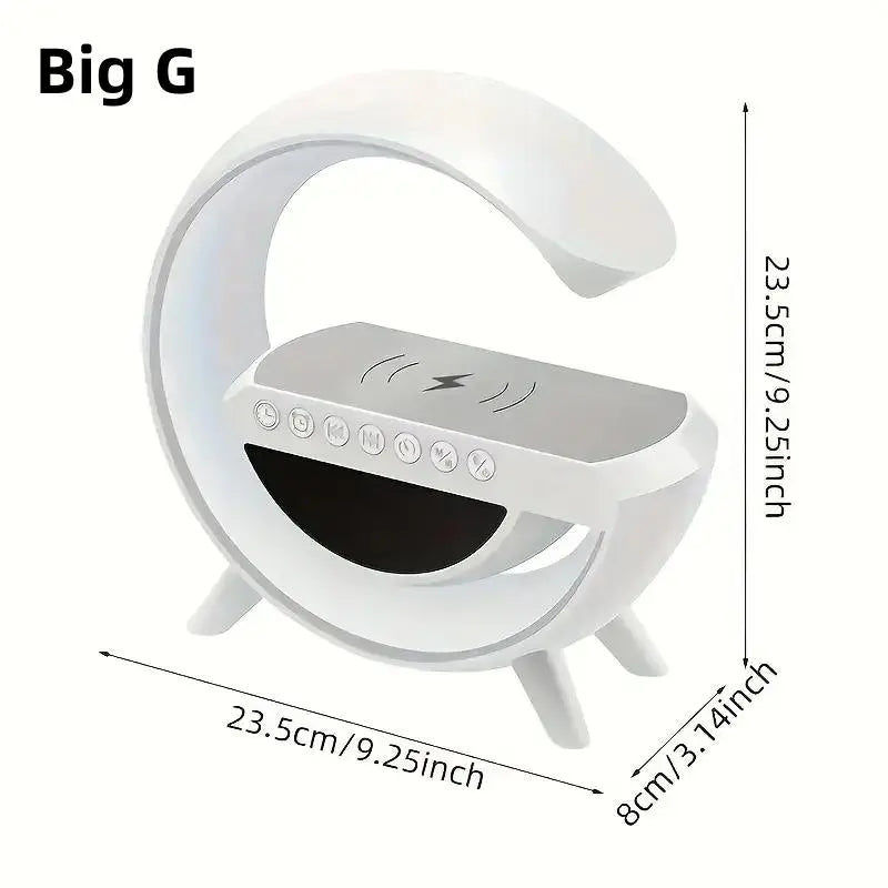 G-Shaped Bluetooth Speaker, 1 Piece Multifunctional Automatic Atmosphere Night Light, Wireless Charging Connection Music Timer Alarm Clock LED Lights for Bedroom Home Room Decor, Room Accessories