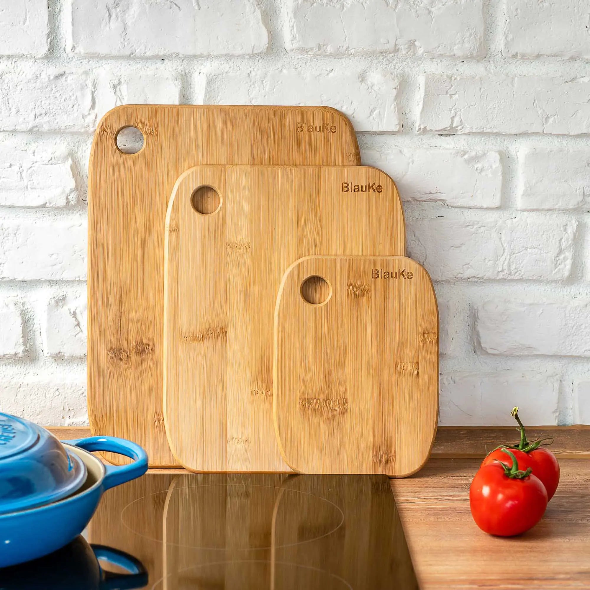 Wooden Cutting Boards for Kitchen - Bamboo Chopping Board Set of 3