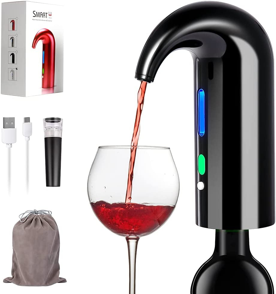 "Smart Electric Wine Aerator & Pourer with USB Rechargeable Pump - Perfect for Travel, Home, and Bar"