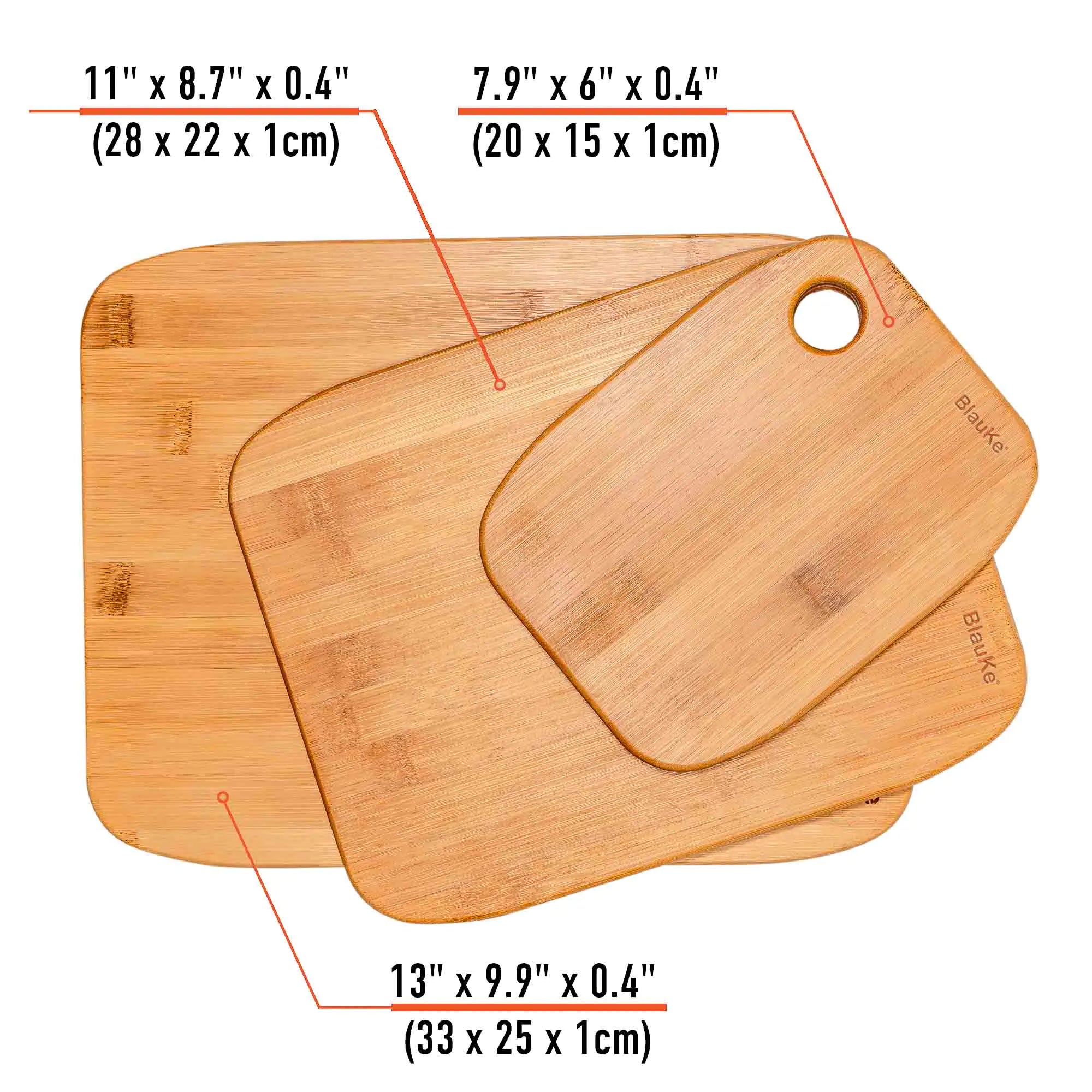 Wooden Cutting Boards for Kitchen - Bamboo Chopping Board Set of 3