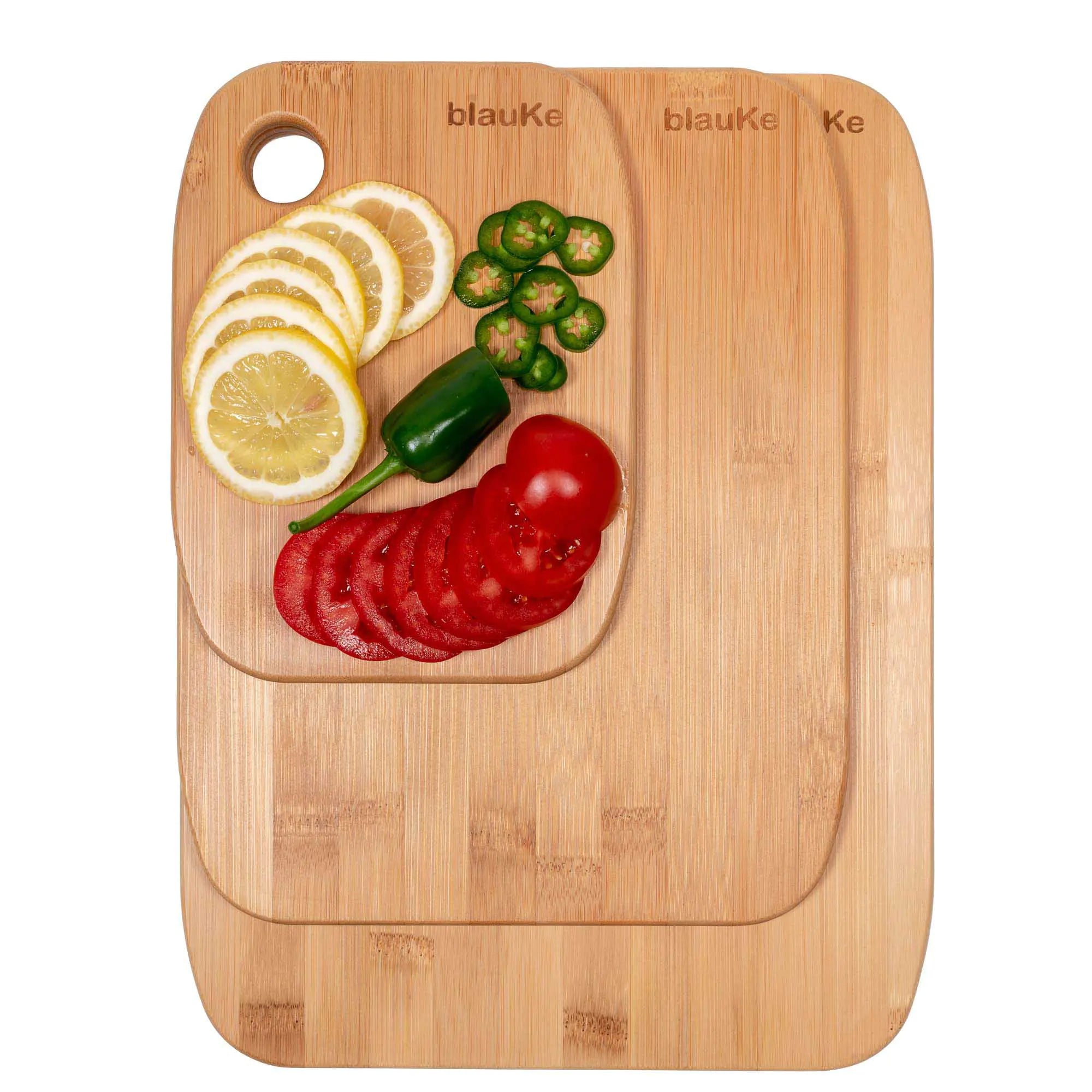 Wooden Cutting Boards for Kitchen - Bamboo Chopping Board Set of 3